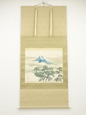 横山大観　富士　印刷絹本掛軸（保護箱）